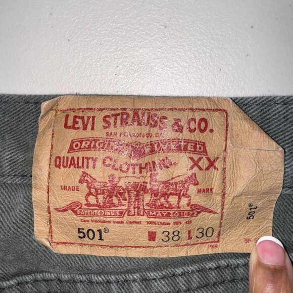 Vintage Levis 501 Jeans 38x30 Green Levi’s USA 90's Iconic Button Fly Casual - Picture 7 of 13